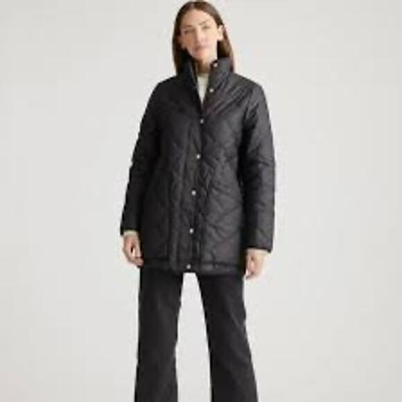 Quince Women’s Black Quilted Jacket – Lightweight, Gold Hardware, Size M - Picture 7 of 7
